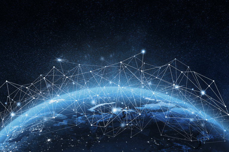 Globales Netzwerk-Konzept. 3D-Renderelemente dieses Bildes, die von der NASA bereitgestellt werden